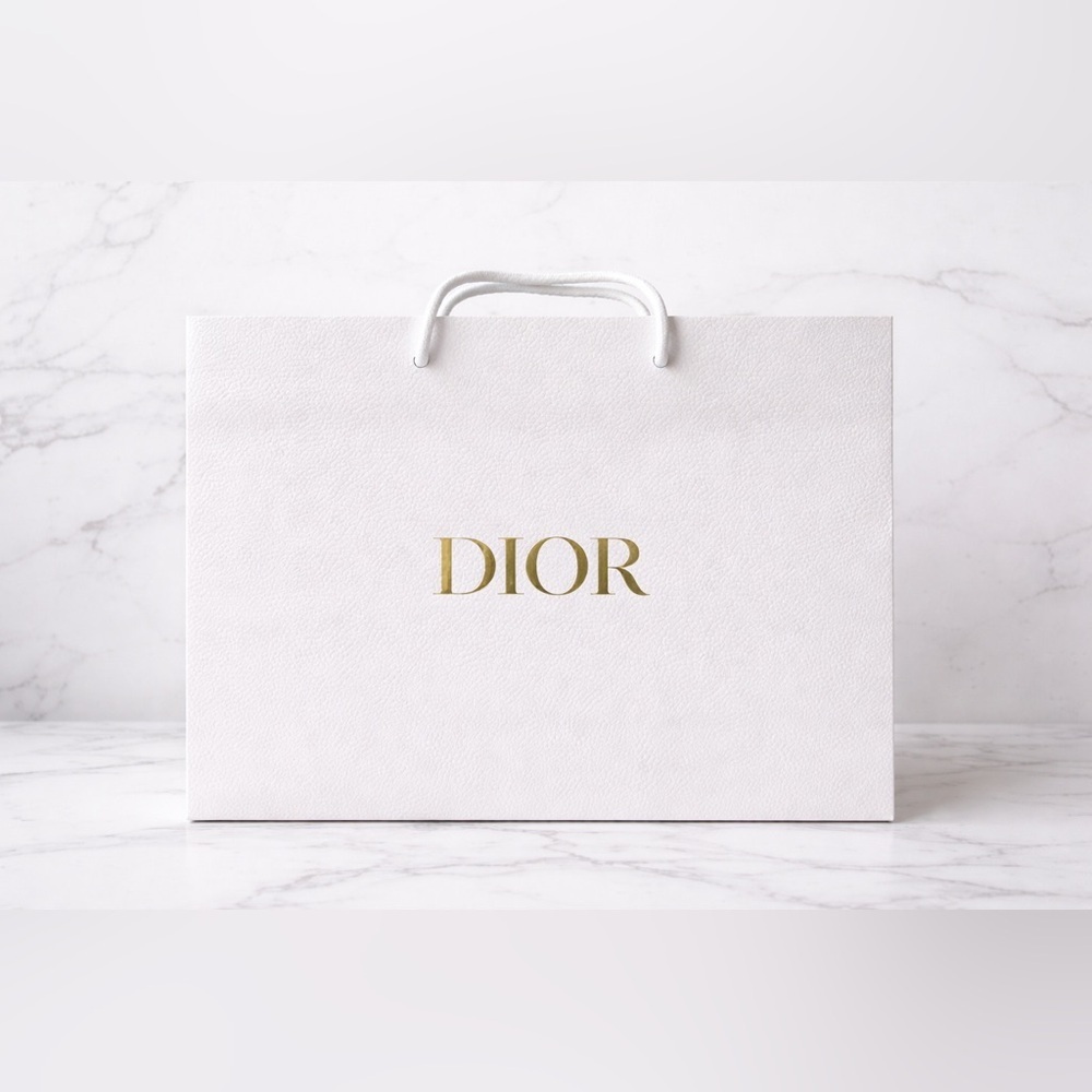 Dior Large White Shopping Bag Gold Logo Luxury Gift Bag Boutique Packaging